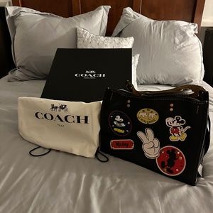 "Limited Edition" Coach Disney X Rogue with Patches Black Pebble Leather Bag